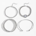Diamond-encrusted Alloy Bracelet Set