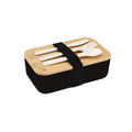 Portable Bento Lunch Box W/Tableware Set Natural Bamboo Lid