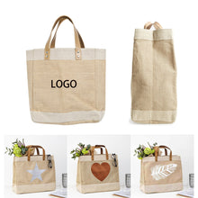 Rough Linen Patchwork Tote Bag