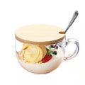 Overnight Oats Container Breakfast Glass Cup With Wooden Lid