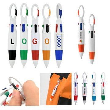 4-In-1 Multicolor Pens With Buckle Keychain