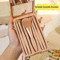 5pcs Makeup Brushes With Mirror Open Window Portable