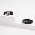 Creative Accessories Stainless Steel Woven Leather Bracelet