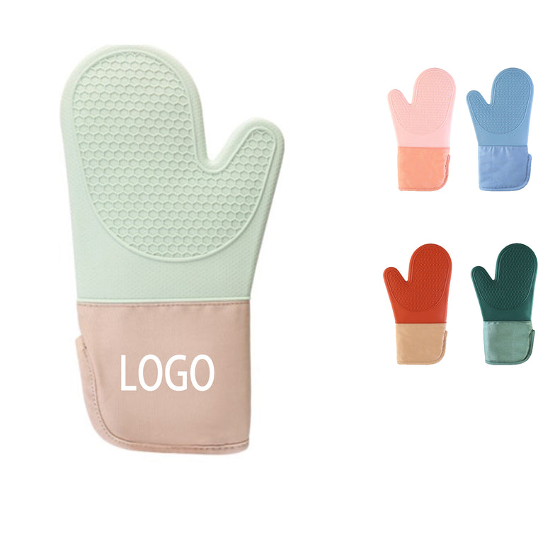 Heat Resistant Cotton Silicone Quilted Oven Mittens
