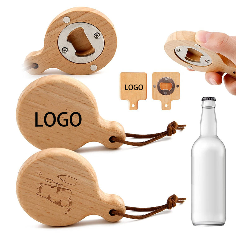 Magnetic Wood Beer Bottle Opener Refrigerator Sticker
