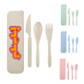 Full Color 3 Pcs Portable Wheat Straw Cutlery Set