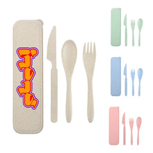 Full Color 3 Pcs Portable Wheat Straw Cutlery Set