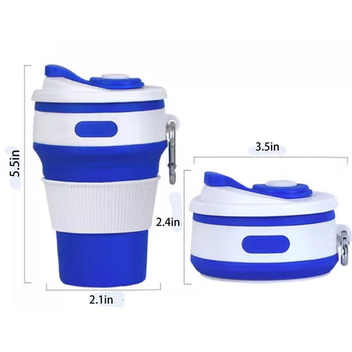 12Oz Collapsible Silicon Cup With Lid Travel Coffee Tumbler