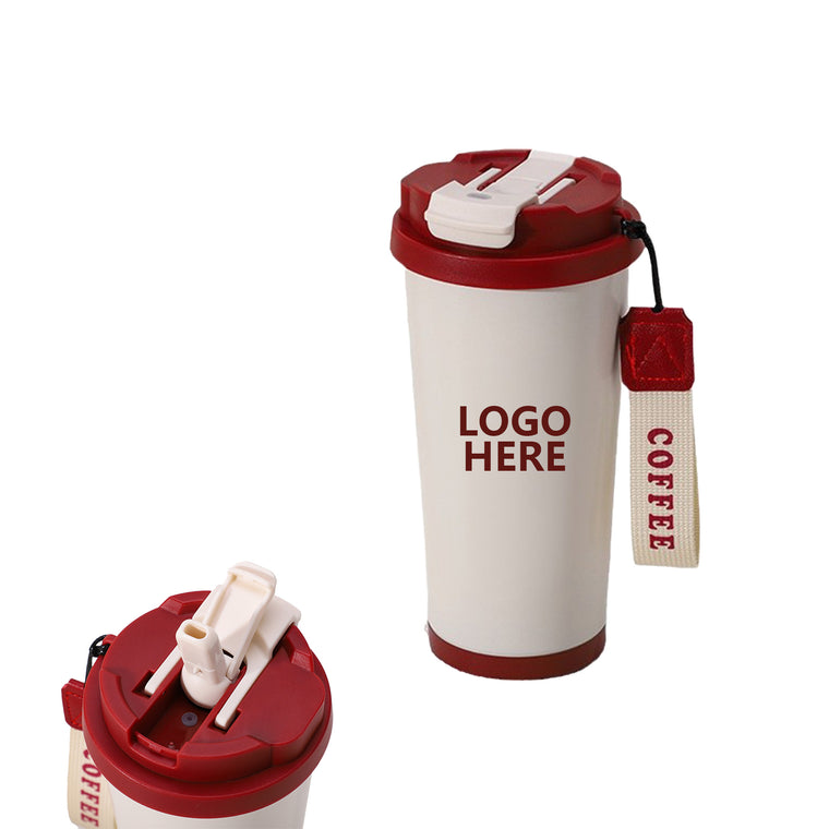 18 Oz Stainless Steel Coffee Mug With Straw