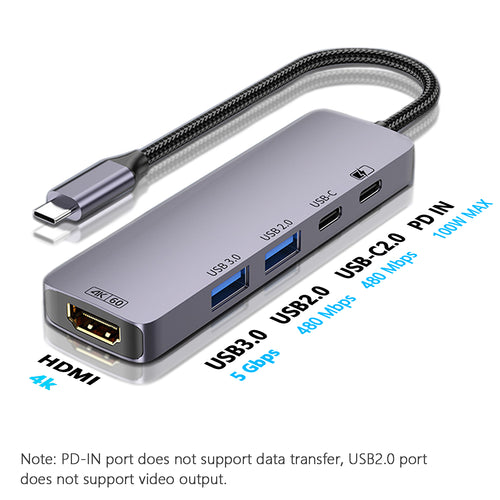 (5-in-1) USB-C Hub with 4K HDMI Display