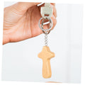 Wood Cross Key Ring