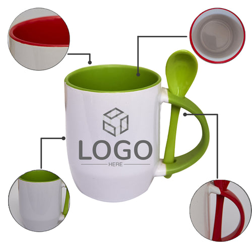 12 Oz Custom Coffee Mugs With Spoon