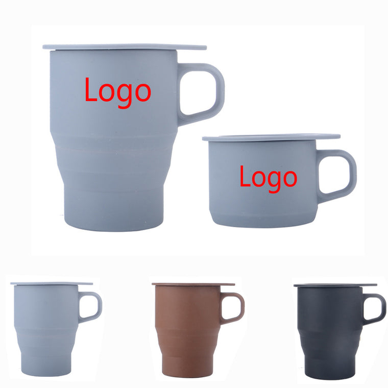 Silicone Foldable Portable Coffee Cup with Straw