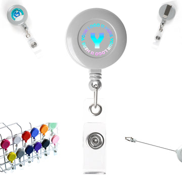 Retractable Round Badge Reel Holder W/ Alligator Clip