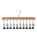 Wooden Cap Organizer Hanger With 12 Stainless Steel Clips