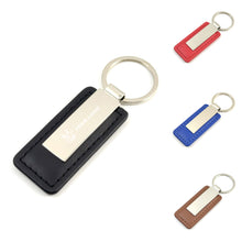 Rectangular Metal PU Leather Keychain