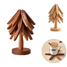 Foldable Wooden Christmas Tree Coaster Set