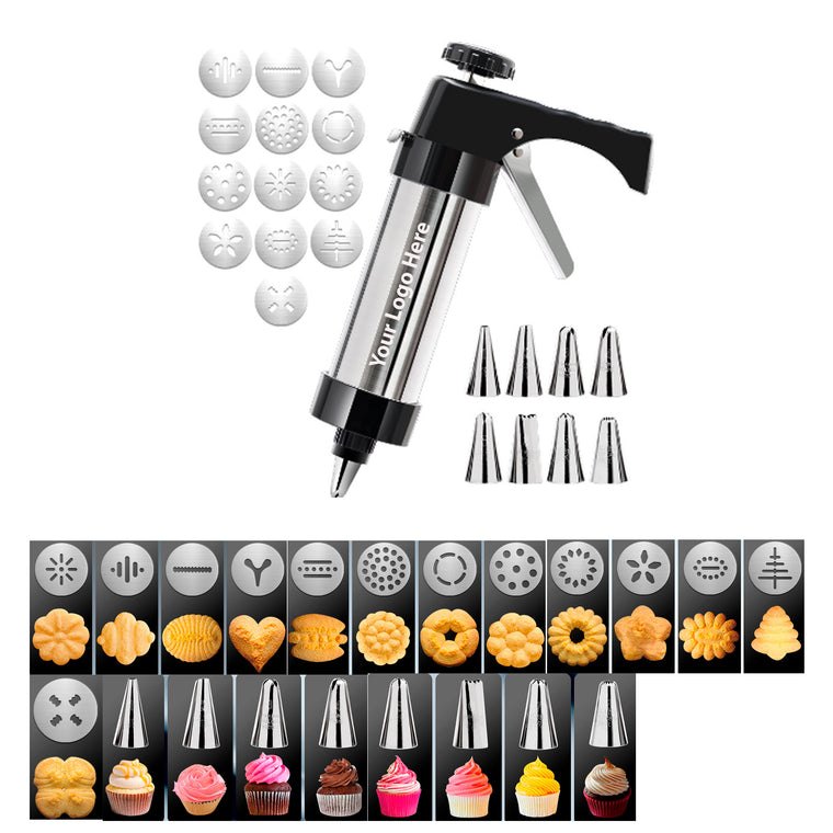 Cookie And Icing Press Gun With 13 Round Cookie Tools And 8 Icing Tips