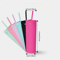 16Oz Skinny Double Wall Acrylic Tumblers With Straws