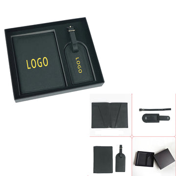 Personalized Leather Passport Holder Luggage Tag Set
