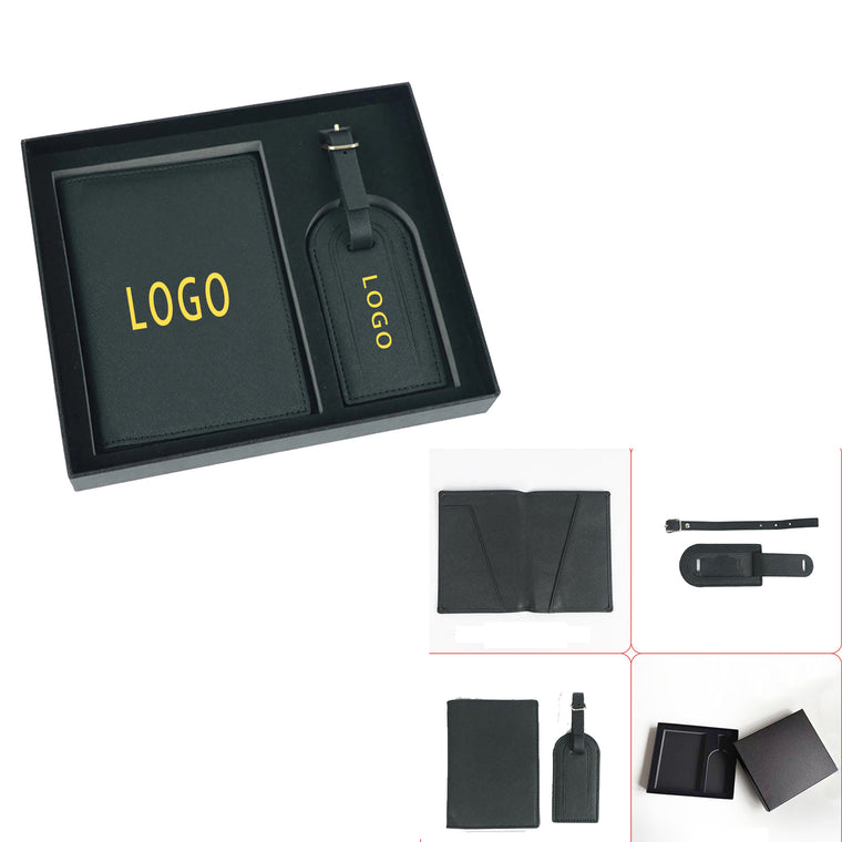 Personalized Leather Passport Holder Luggage Tag Set