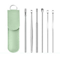 6Pcs Portable Stainless Steel Ear Scoop Set W/ Lether Bag