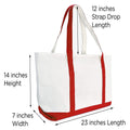 Large Cotton Canvas Boat Tote with Zipper