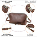 Genuine Leather Clutch Crossbody Bag with Wrist Strap