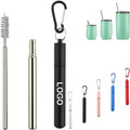 Portable Telescopic Metal Straws With Carabiner