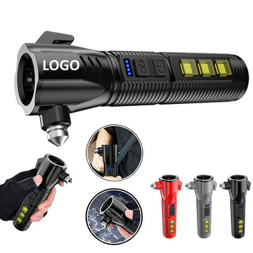 Usb Rechargeable Emergency Flashlight With Safety Hammer