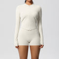 Zip-Up Yoga Jacket with Thumb Holes and Shorts