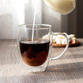 12 Oz Clear Double Glass Insulated Coffee Mug With Handle