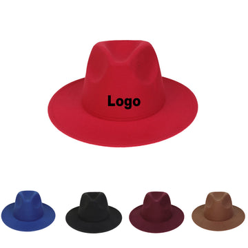 Custom Polyester Jazz Fedora Hat With Multi-Color Logo