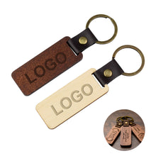Wood Keychain with Leather Strap