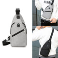 Men'S Oxford Sling Bag With Usb Charging Port