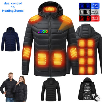 USB Rechargeable 15 Heating Zones Heated Hooded Coat