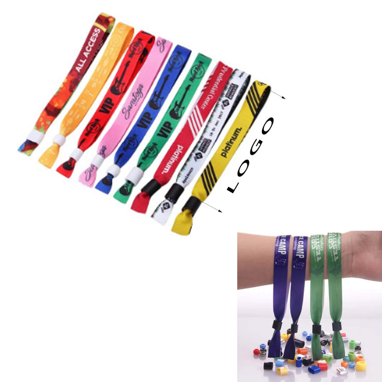 Full-Color Woven Event Wristbands W/ Locking Bead