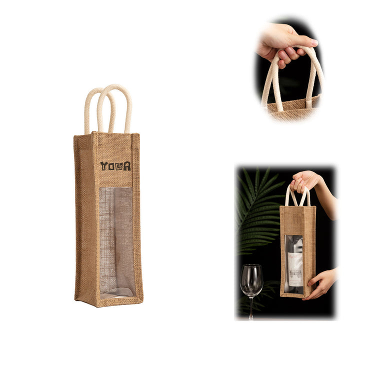 Red Wine Transparent Linen Gift Bag
