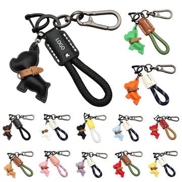 Cute Leather Bulldog Keychain For Purse Handbag Backpack Bag