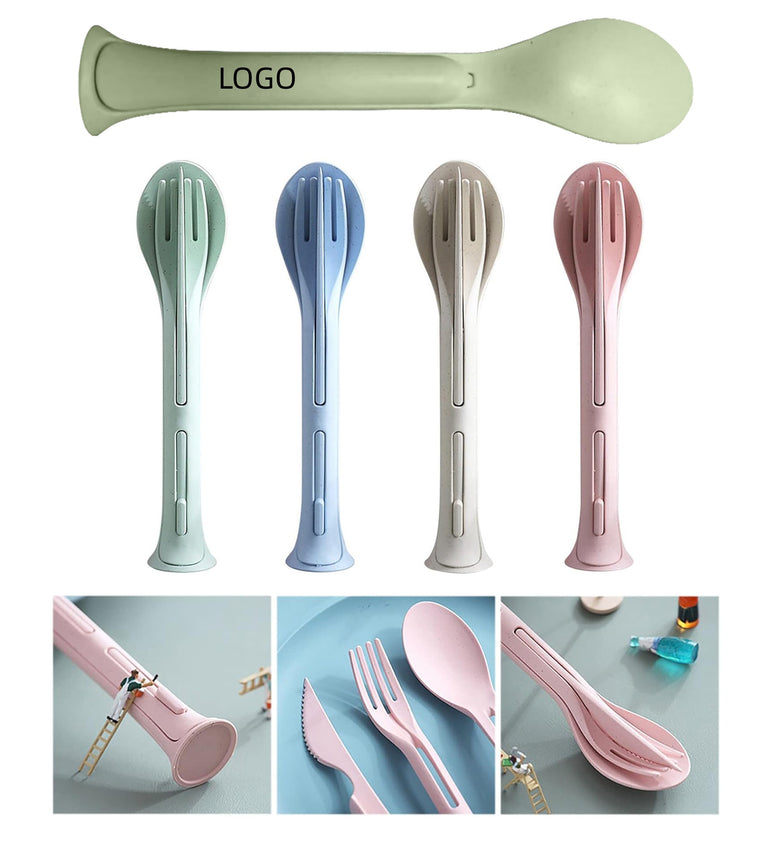 3 In 1 Wheat Straw Flatware Set