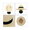 Unisex Travel Straw Panama Hat Summer Wide Brim Straw Hat
