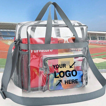 Clear Zippered Box Tote with Adjustable Strap