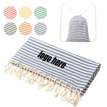 Beach Towel Cotton Large Towel Soft Blanket With Backpack