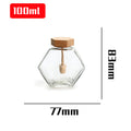 Hexagon Shape Glass Honey Jars With Wooden Dipper And Lid