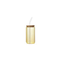 Bamboo-Lid High Borosilicate Glass Water Cup With Straw