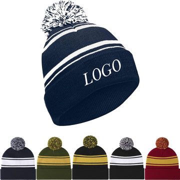 Custom Beanie Hats With Adorable Fur Pompom