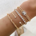 Diamond-encrusted Alloy Bracelet Set
