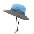 Ponytail Sun Bucket Hat Wide Brim UPF 50+