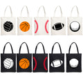 Canvas Zipper Shoulder Tote Bag With Ball Pattern