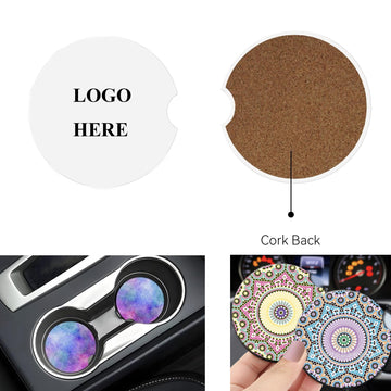 Ceramic Absorbent Car Cup Coasters with with Cork Base